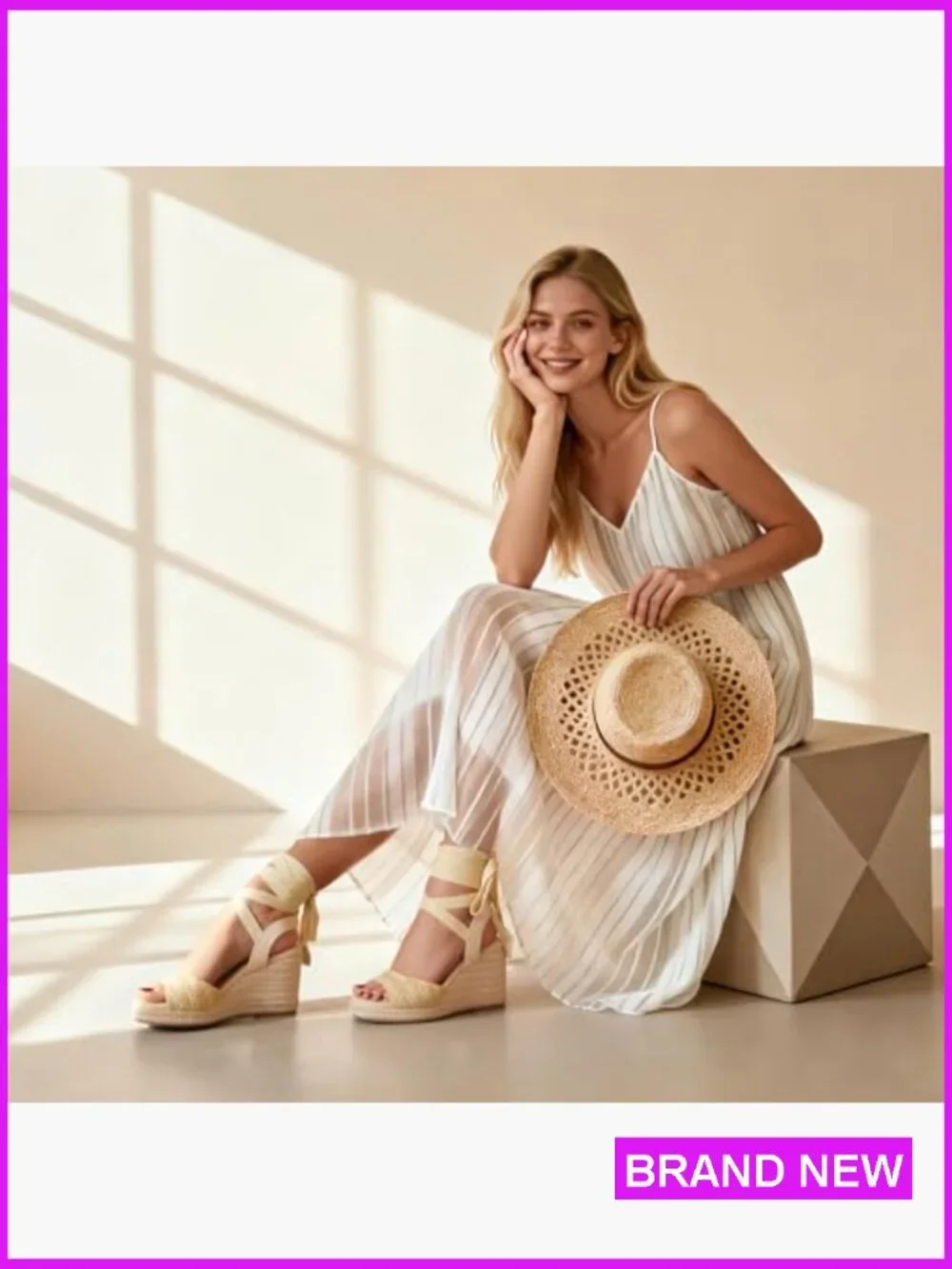 Espadrilles Wedge Sandals Square Toe Ankle Strap Lace Up Platform Summer Shoes